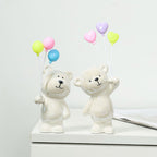 Cute Ceramic Bear Figurine with Balloons | Kelmera