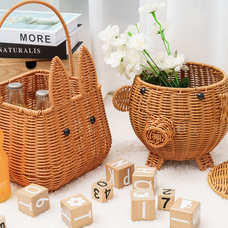 Decorative Animal-Shaped Woven Storage Basket | Kelmera