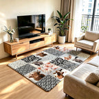 Decorative Area Rug Black Blue | Kelmera