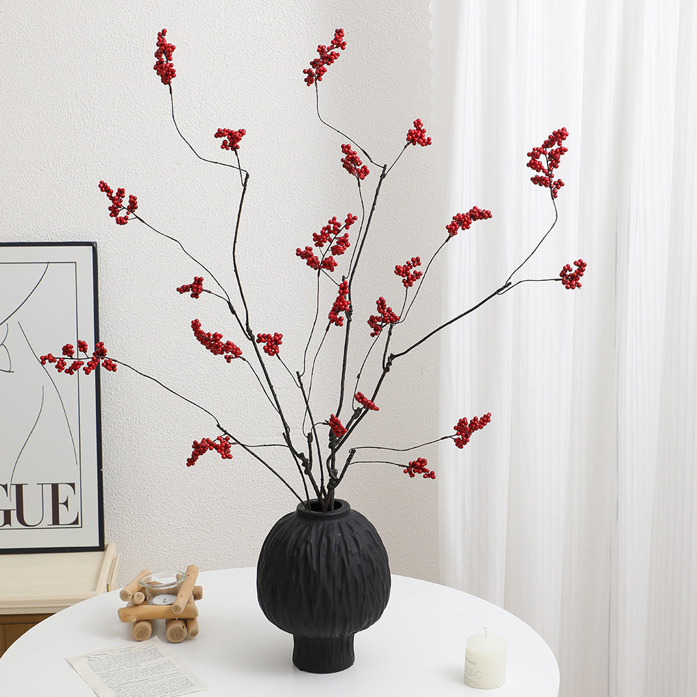 Decorative Artificial Flower Branch with Glowing Red Berries | Kelmera