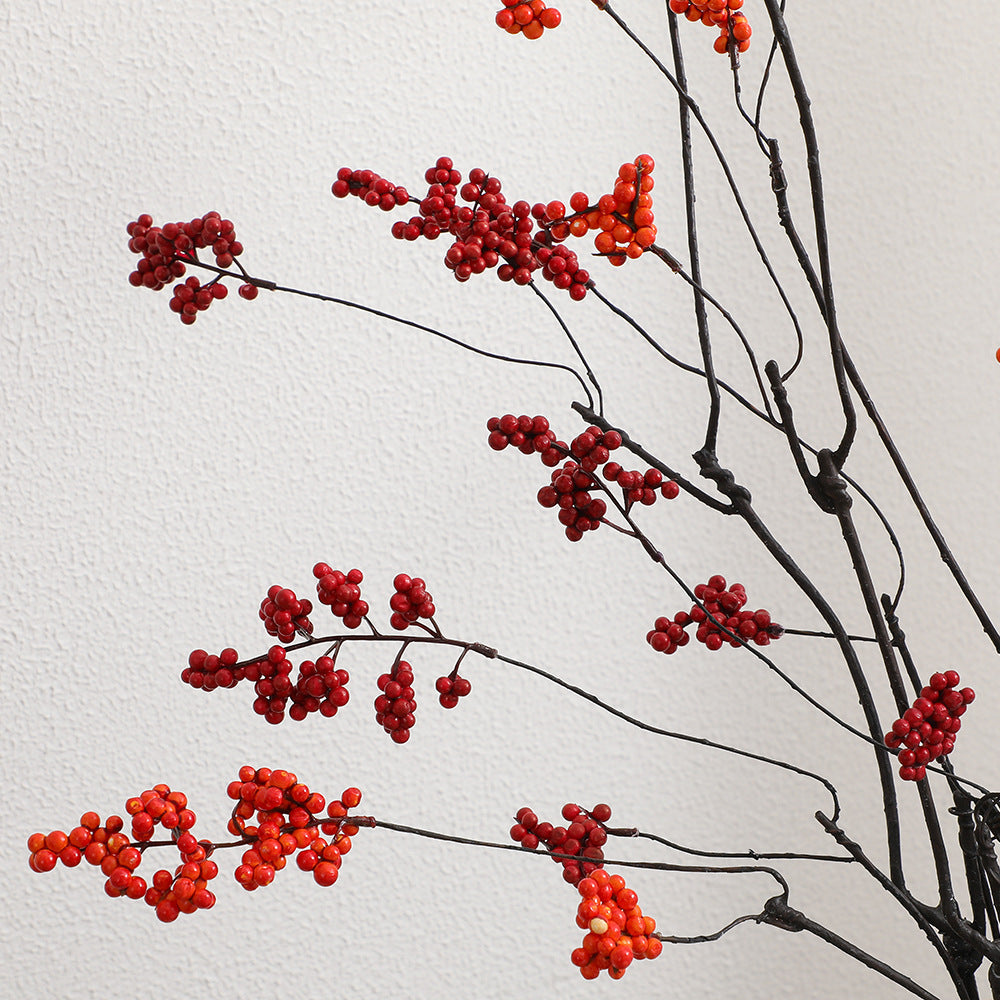 Decorative Artificial Flower Branch with Glowing Red Berries | Kelmera