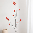 Decorative Artificial Flower Branch with Glowing Red Berries | Kelmera