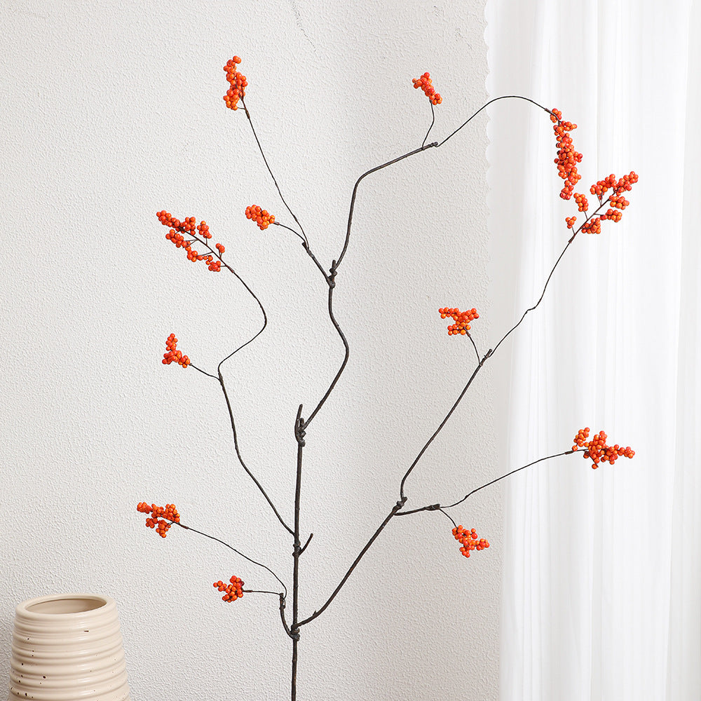 Decorative Artificial Flower Branch with Glowing Red Berries | Kelmera