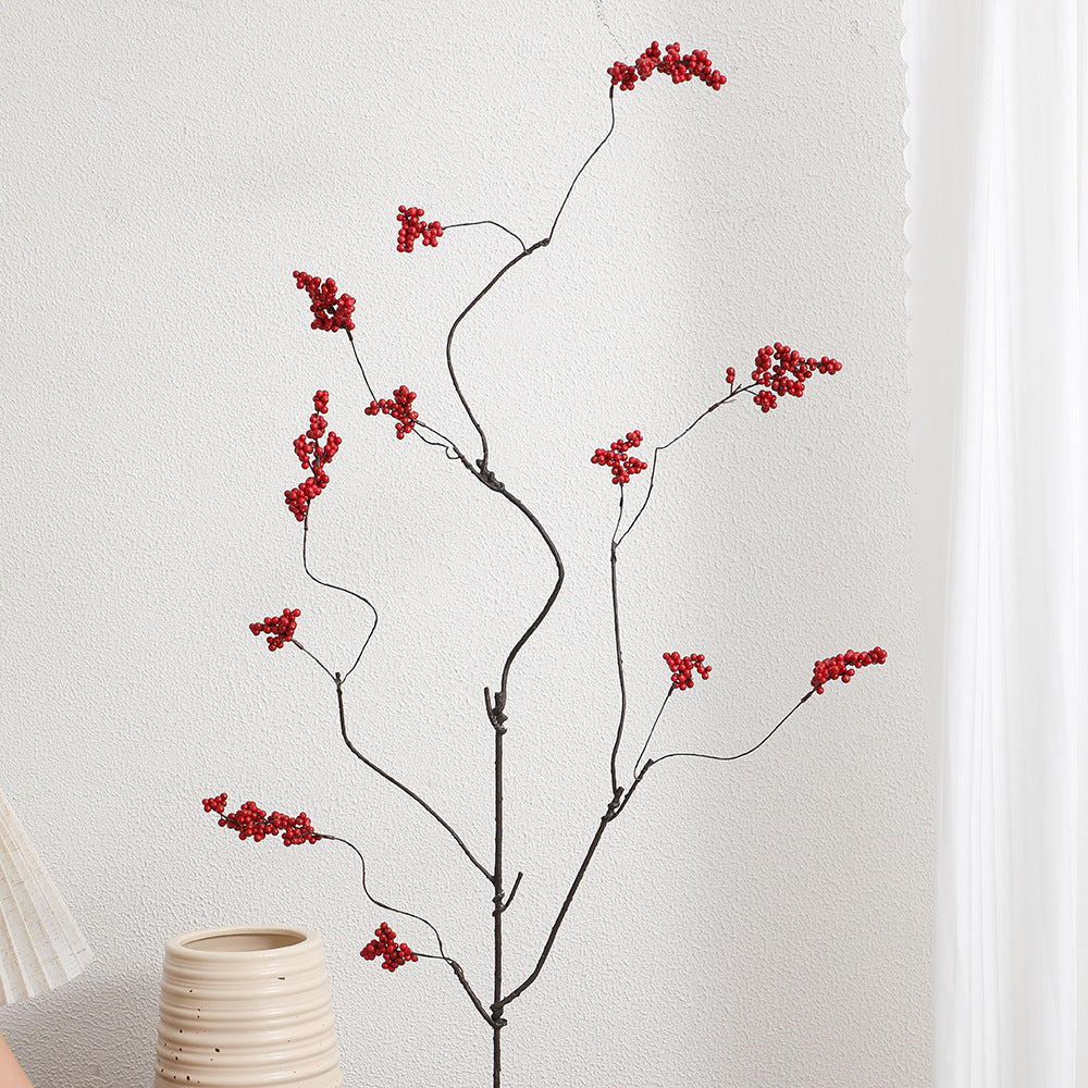 Decorative Artificial Flower Branch with Glowing Red Berries | Kelmera