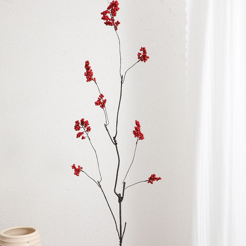 Decorative Artificial Flower Branch with Glowing Red Berries | Kelmera