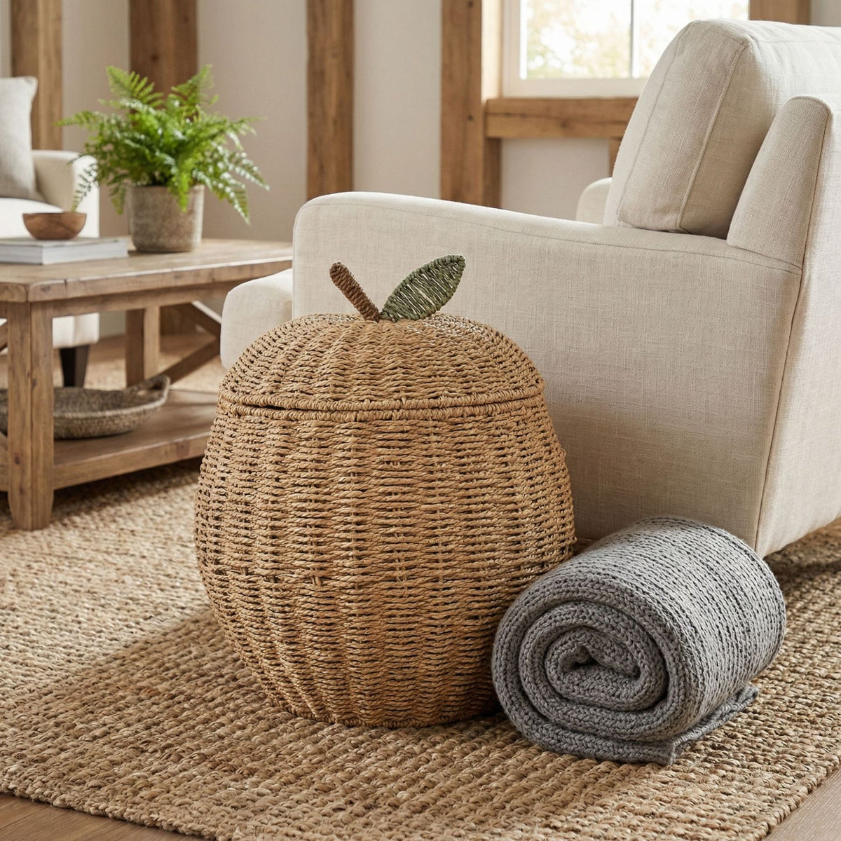 Decorative Basket Woven Natural Fiber Soft Textile | Kelmera