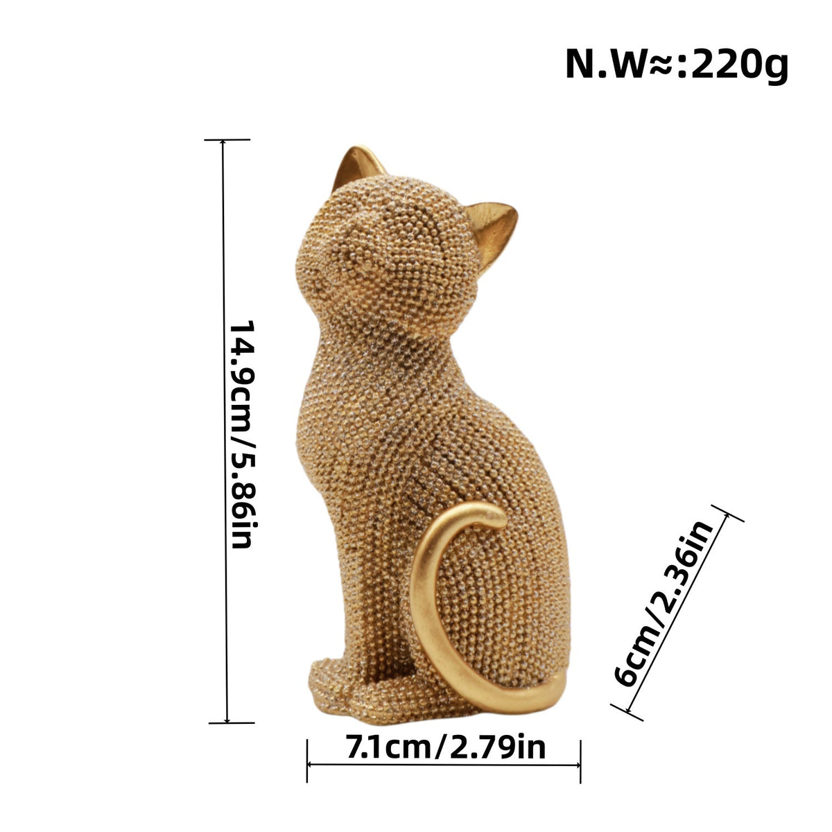 Decorative Cat Figurine Silver Black | Kelmera