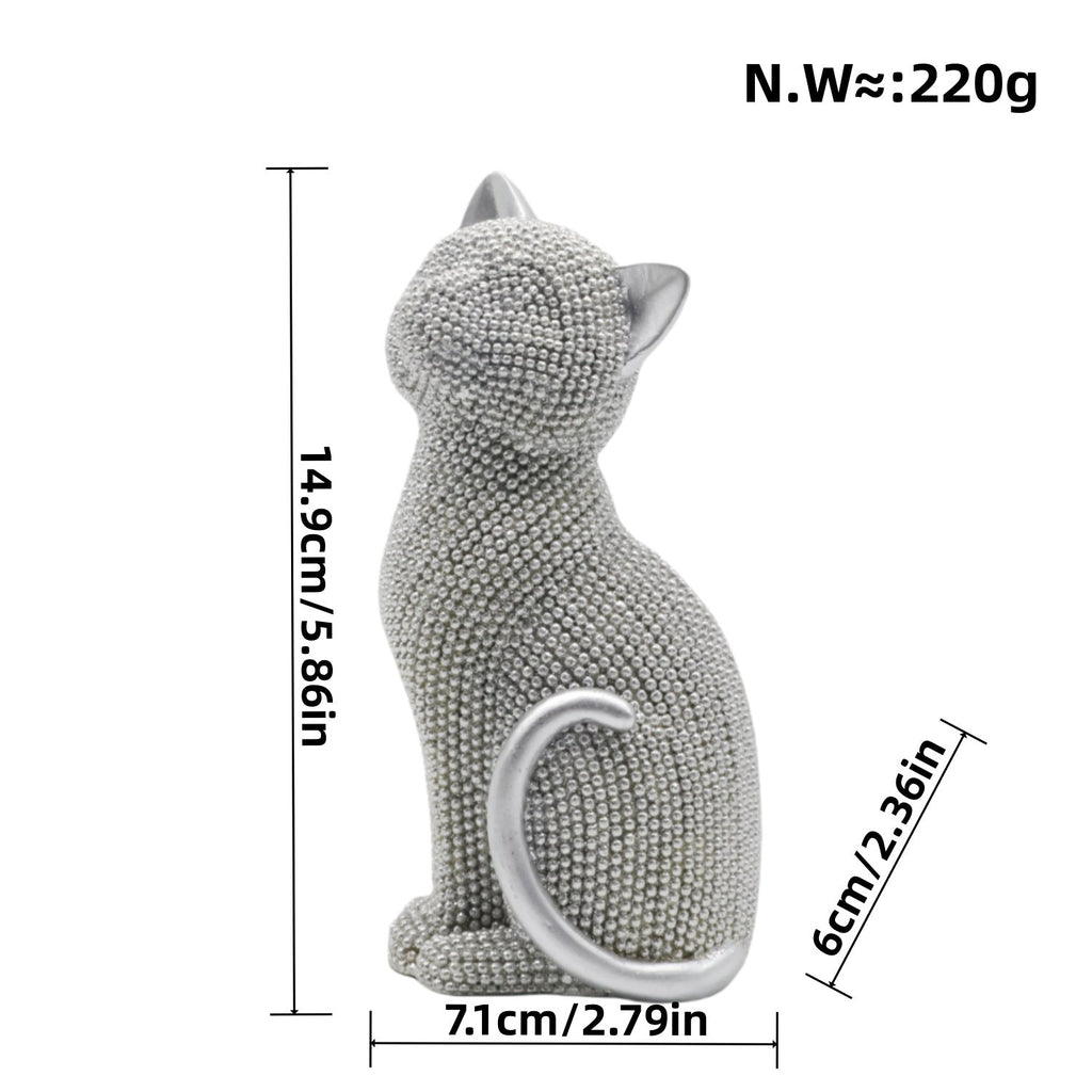 Decorative Cat Figurine Silver Black | Kelmera