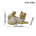 Decorative Cat Figurine Silver Black | Kelmera