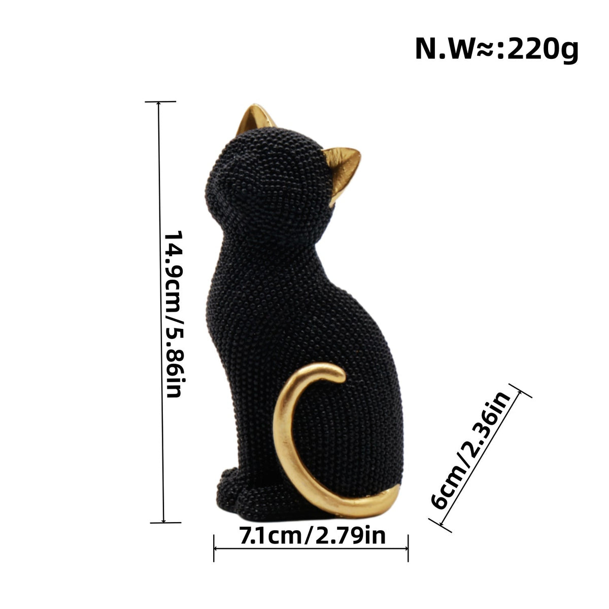 Decorative Cat Figurine Silver Black | Kelmera