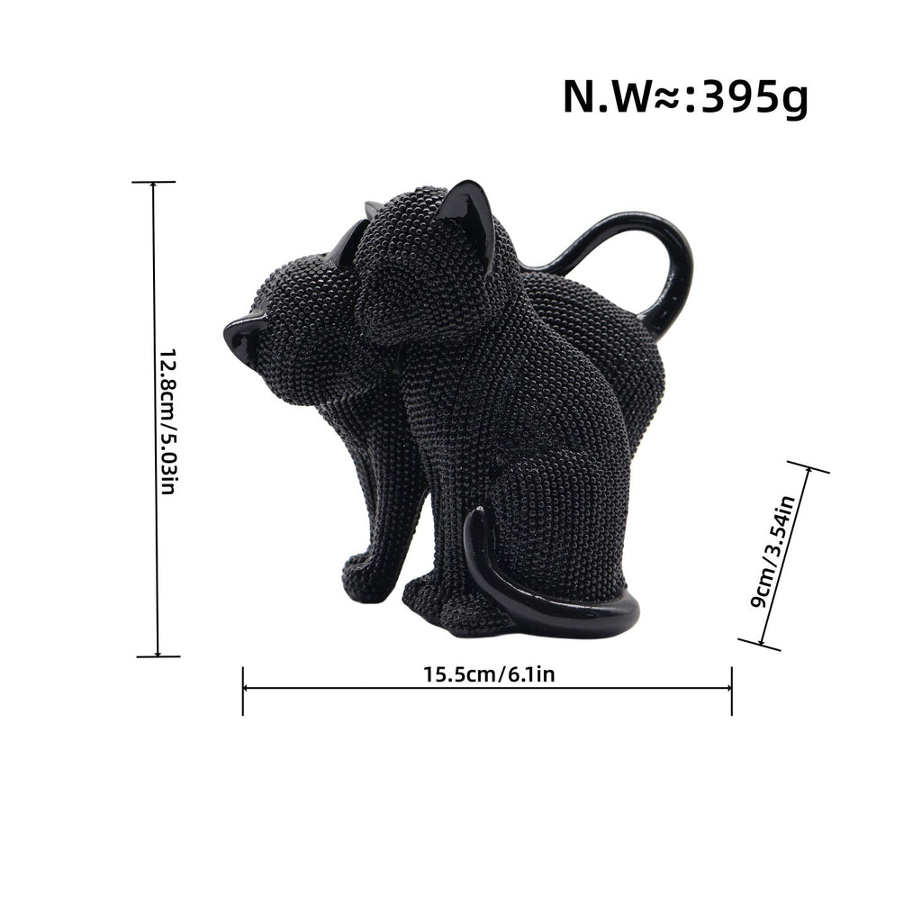 Decorative Cat Figurine Silver Black | Kelmera