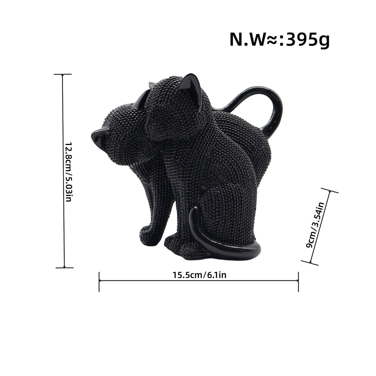 Decorative Cat Figurine Silver Black | Kelmera