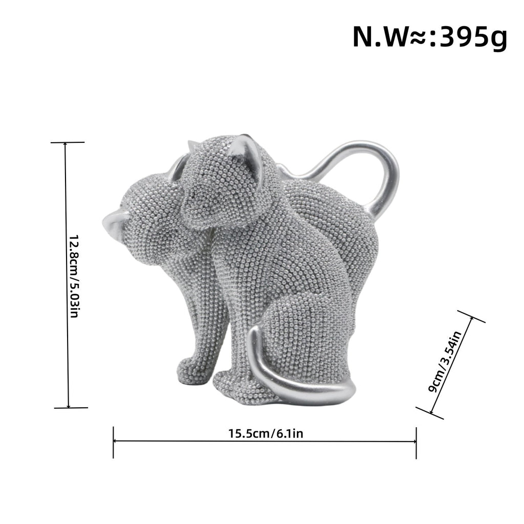 Decorative Cat Figurine Silver Black | Kelmera