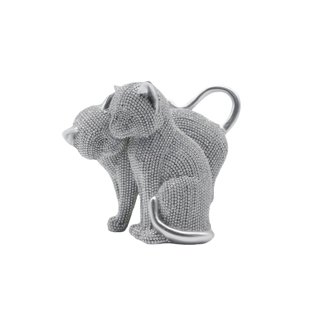 Decorative Cat Figurine Silver Black | Kelmera
