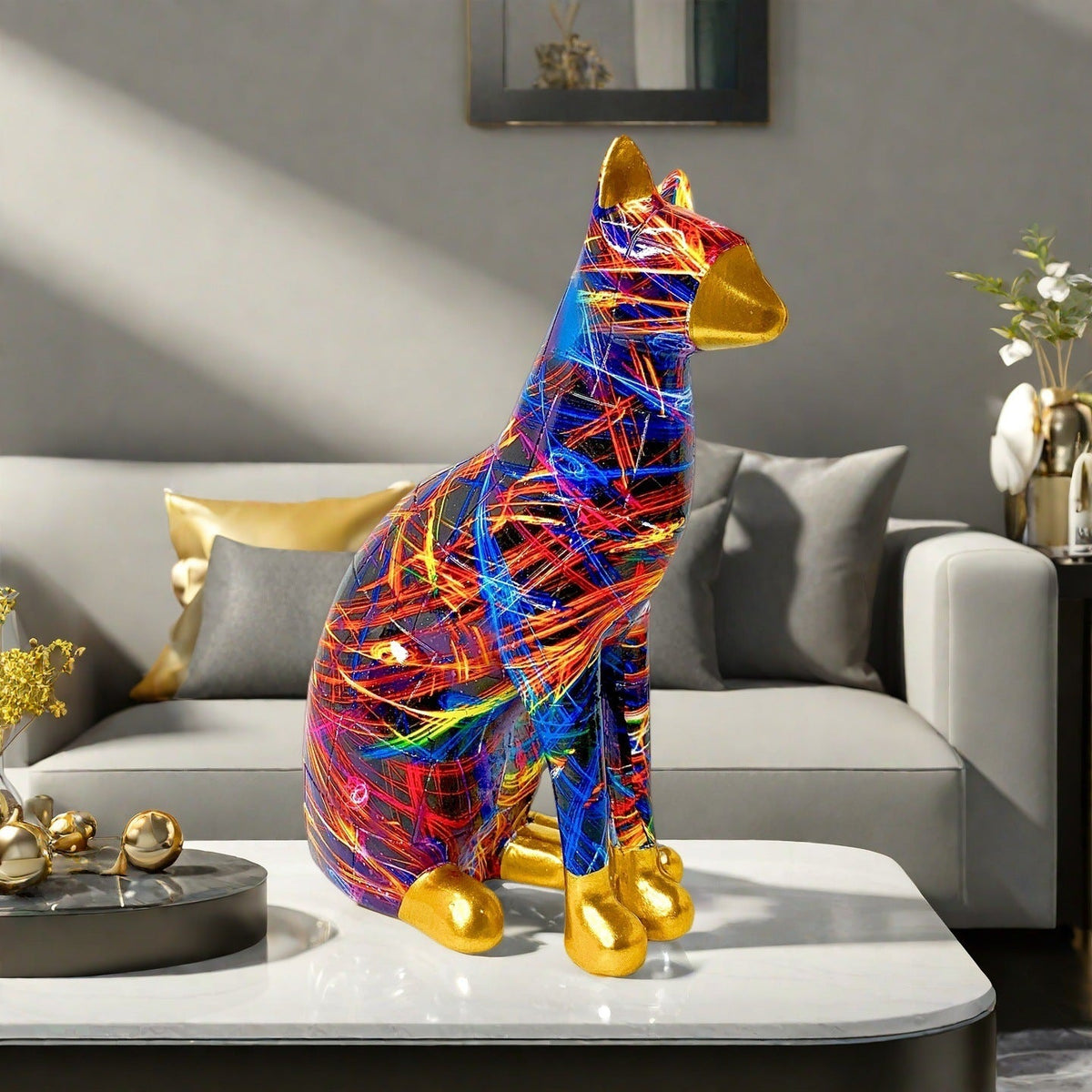 Decorative Cat Statue in Modern Art Style | Kelmera