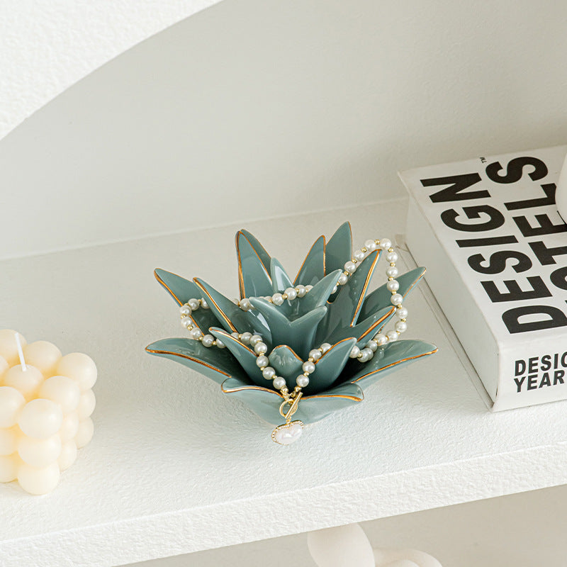 Decorative Ceramic Bowl Vanilla White Silver Fir Blue | Kelmera