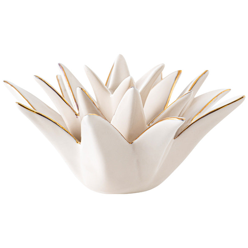 Decorative Ceramic Bowl Vanilla White Silver Fir Blue | Kelmera