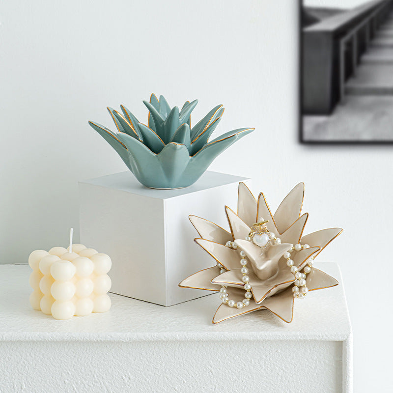 Decorative Ceramic Bowl Vanilla White Silver Fir Blue | Kelmera
