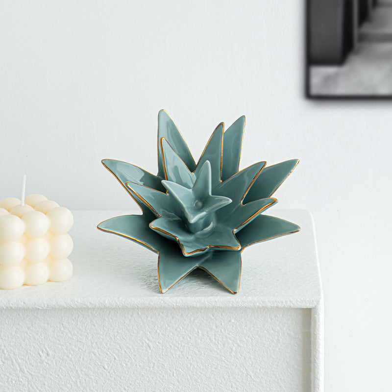 Decorative Ceramic Bowl Vanilla White Silver Fir Blue | Kelmera