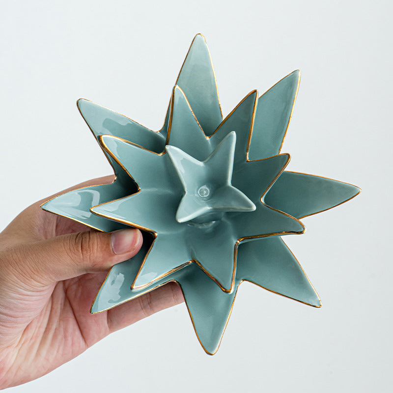 Decorative Ceramic Bowl Vanilla White Silver Fir Blue | Kelmera