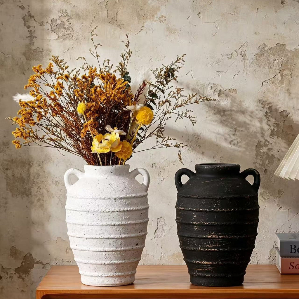 Decorative Ceramic Vase White Blackgold | Kelmera