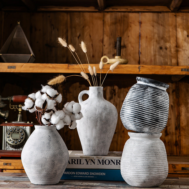 Decorative Ceramic Vase White Show Details Black | Kelmera