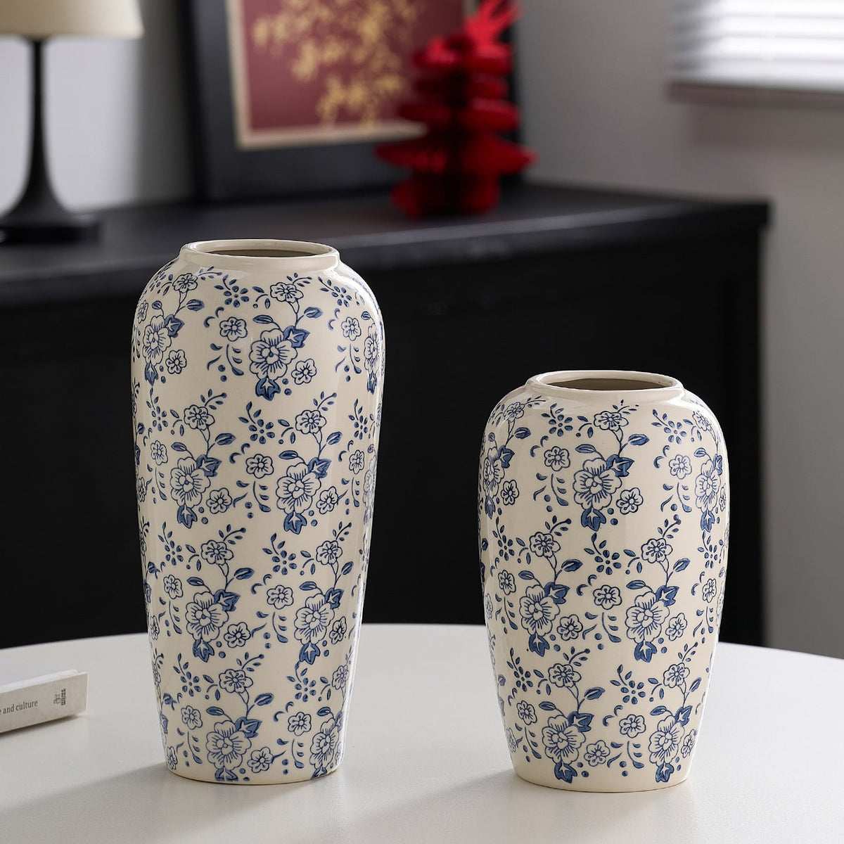Decorative Ceramic Vase with Floral Pattern | Kelmera
