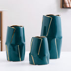 Decorative Ceramic Vase with Golden Accents | Kelmera
