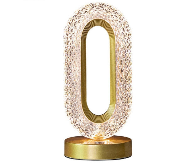 Decorative Crystal-Textured Oval LED Table Lamp with Dimmable Touch Base | Kelmera