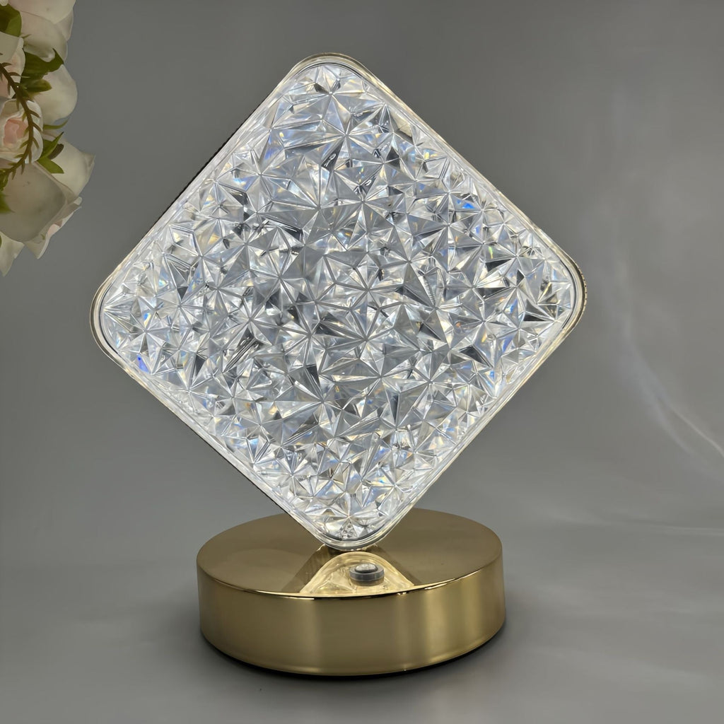 Decorative Crystal-Textured Oval LED Table Lamp with Dimmable Touch Base | Kelmera