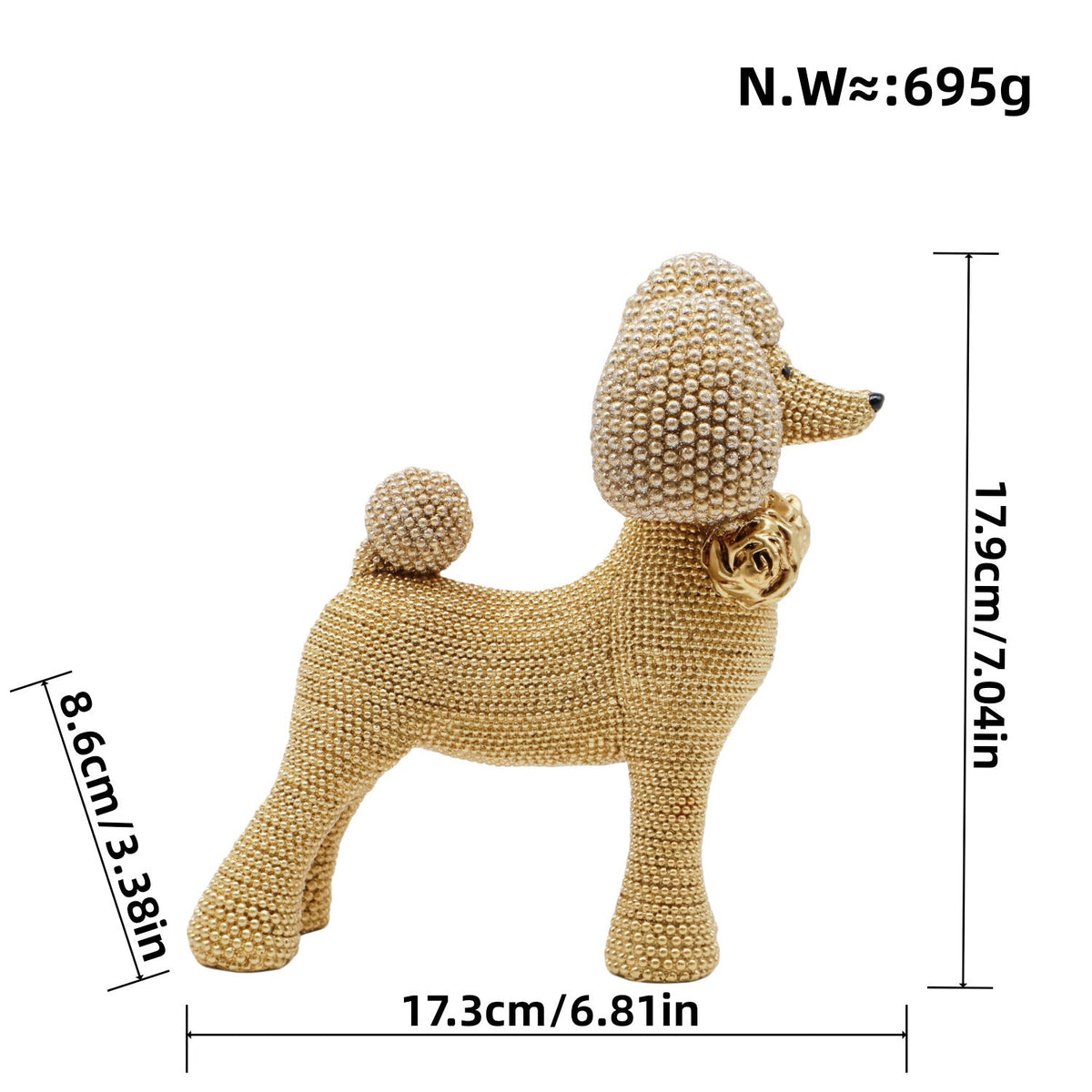 Decorative Dog Sculpture Silver Black | Kelmera
