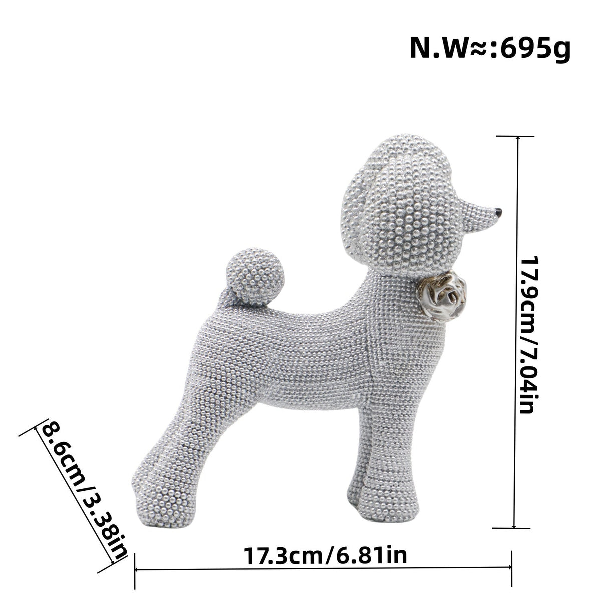 Decorative Dog Sculpture Silver Black | Kelmera