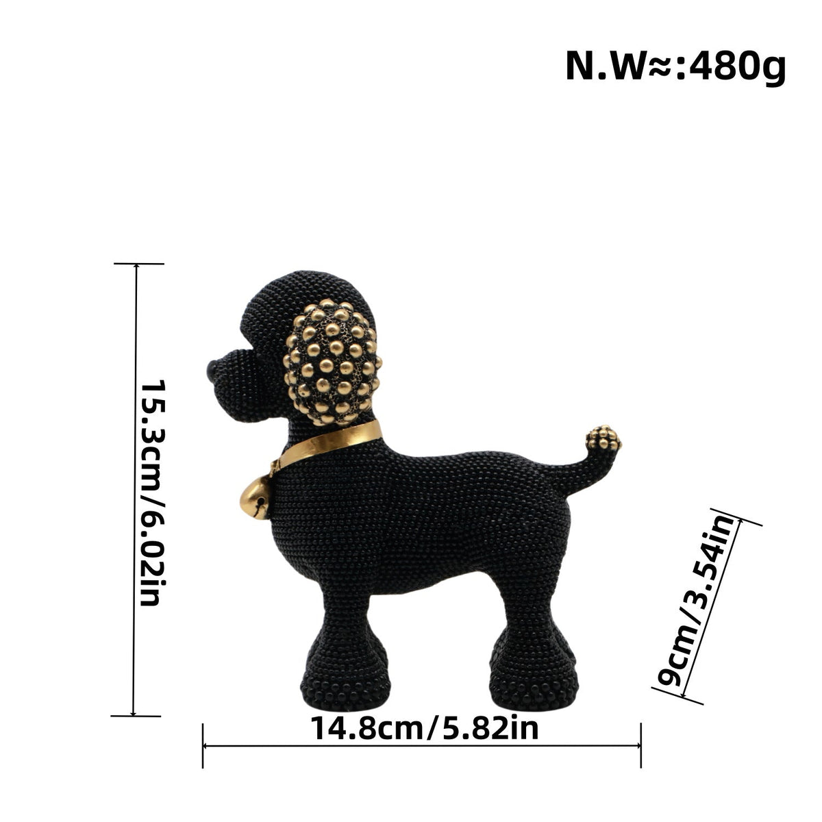 Decorative Dog Sculpture Silver Black | Kelmera