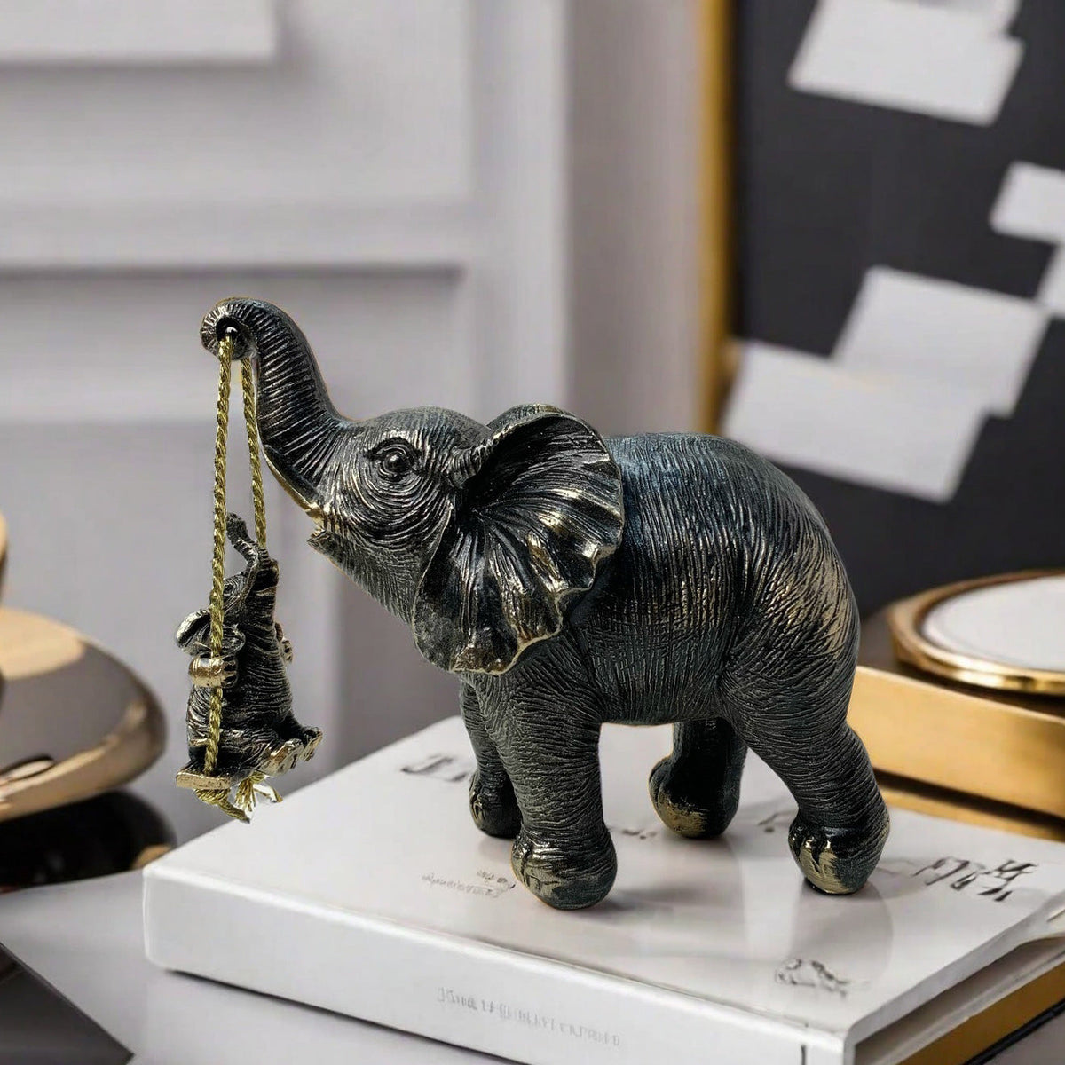Decorative Elephant Figurine with Child | Kelmera