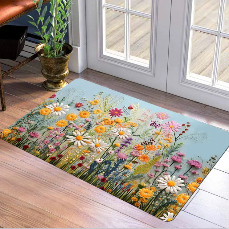 Decorative Floral Area Mat Non Slip | Kelmera