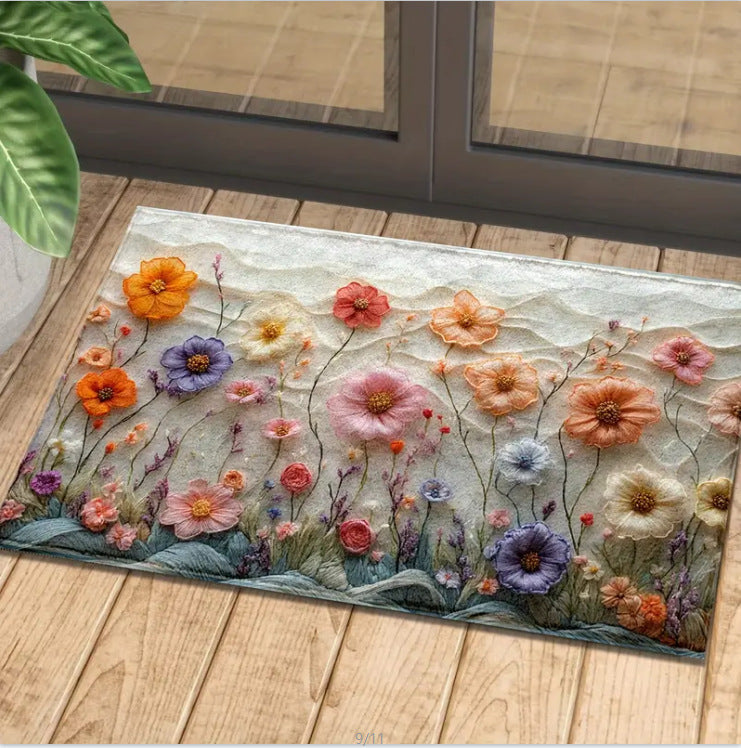 Decorative Floral Area Mat Non Slip | Kelmera
