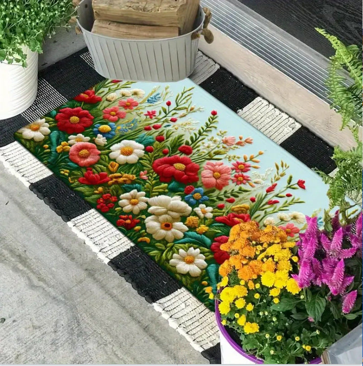 Decorative Floral Area Mat Non Slip | Kelmera