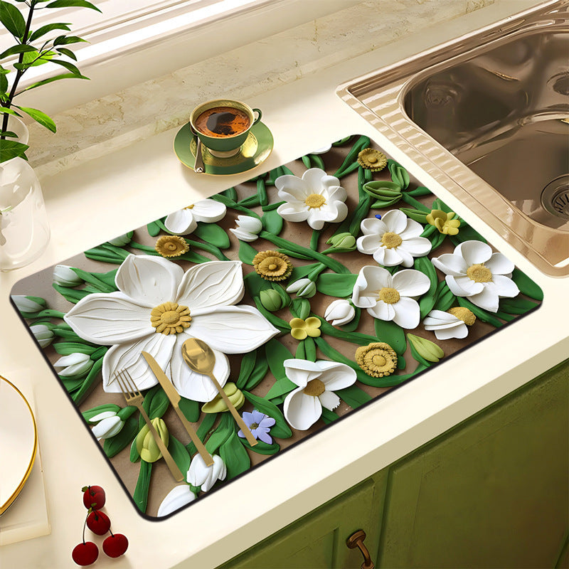 Decorative Floral Kitchen Mat | Kelmera