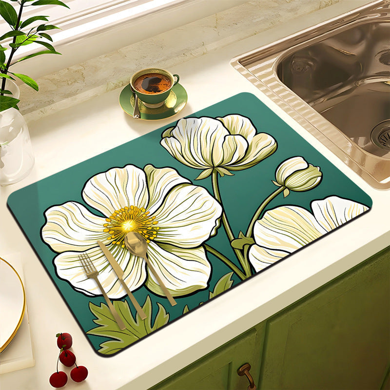 Decorative Floral Kitchen Mat | Kelmera