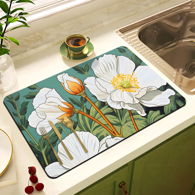 Decorative Floral Kitchen Mat | Kelmera