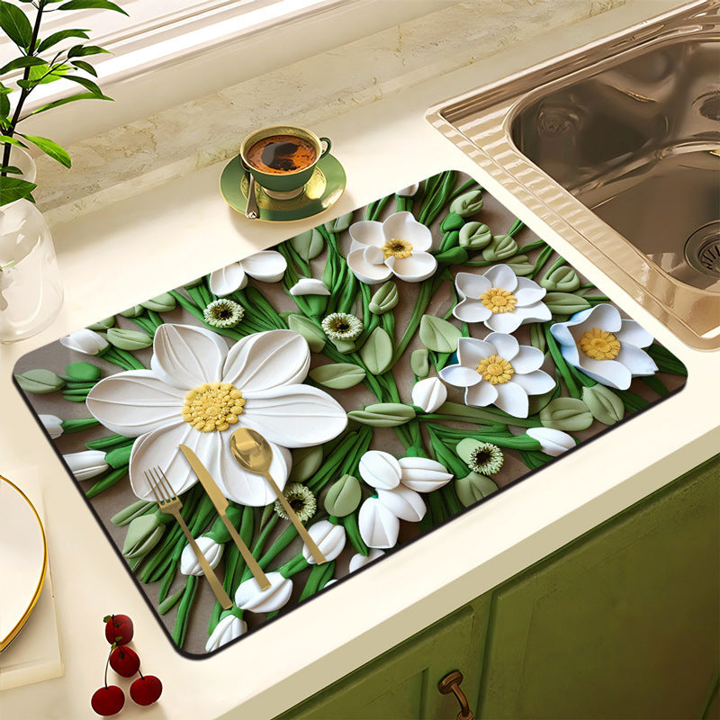 Decorative Floral Kitchen Mat | Kelmera