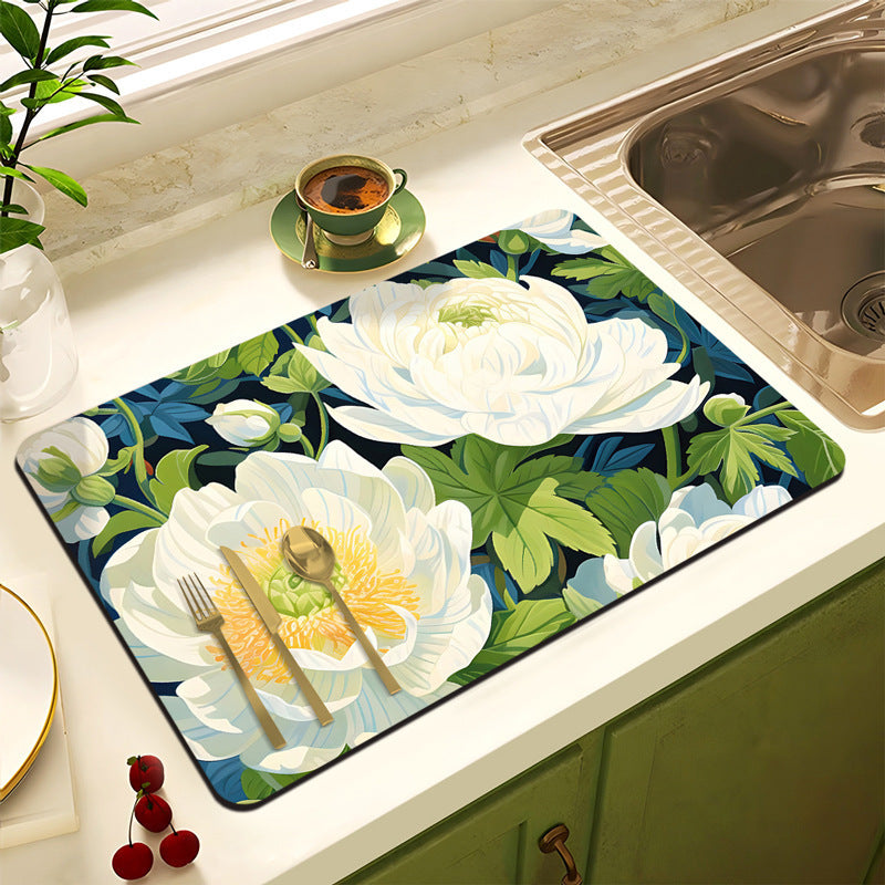 Decorative Floral Kitchen Mat | Kelmera
