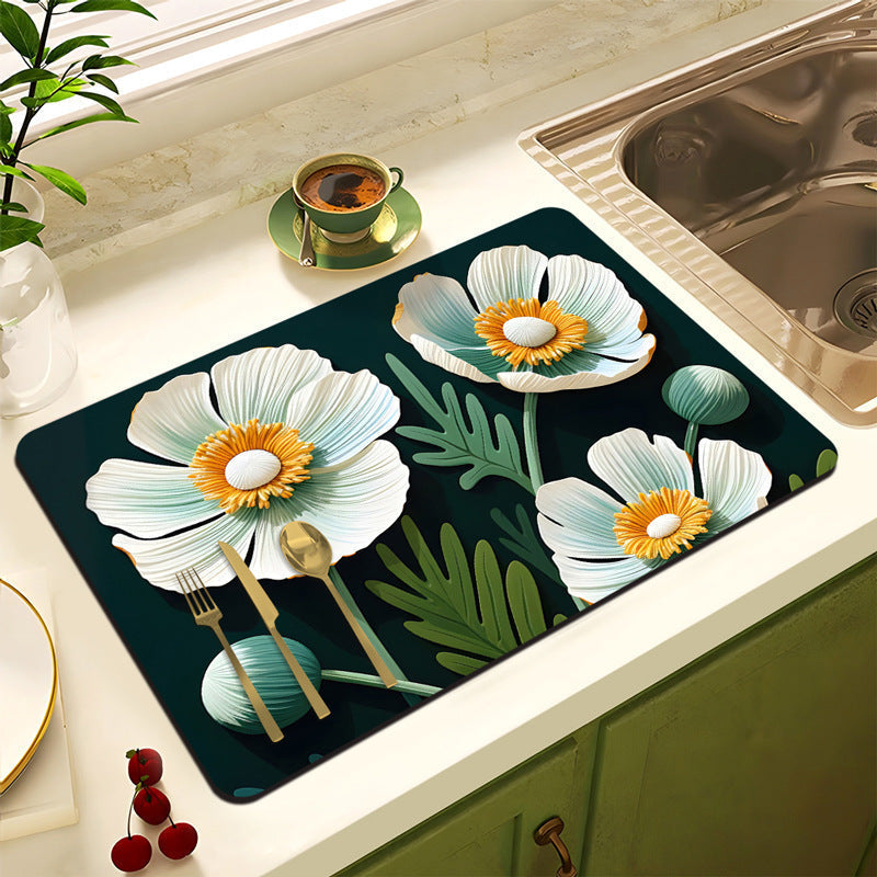 Decorative Floral Kitchen Mat | Kelmera