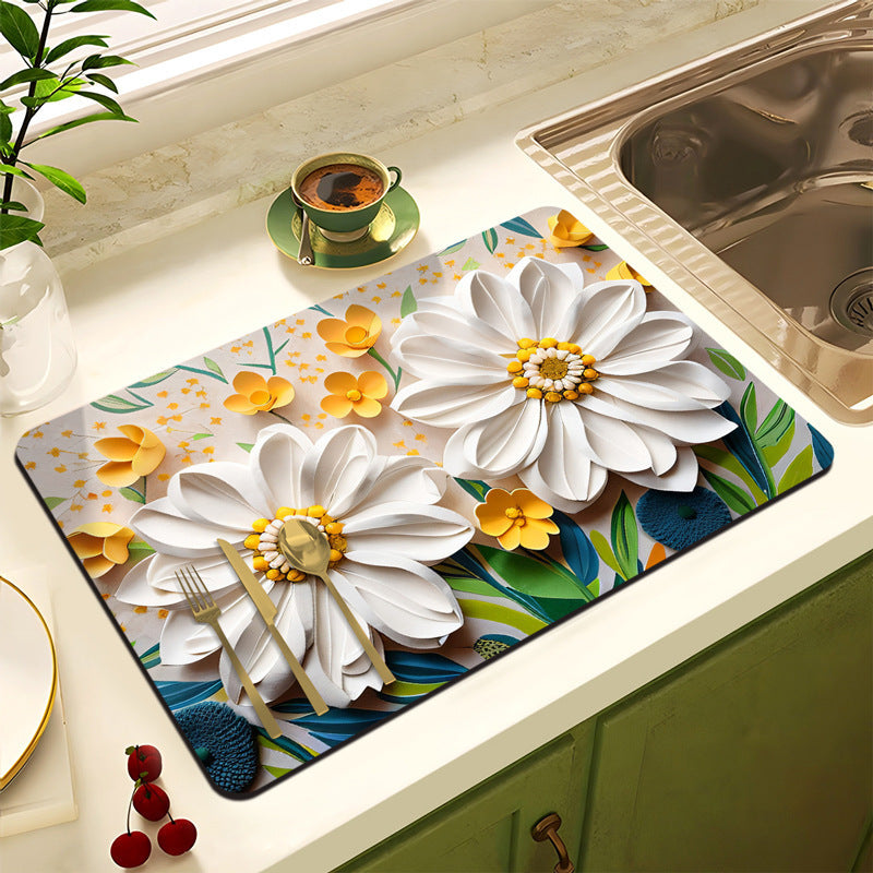 Decorative Floral Kitchen Mat | Kelmera
