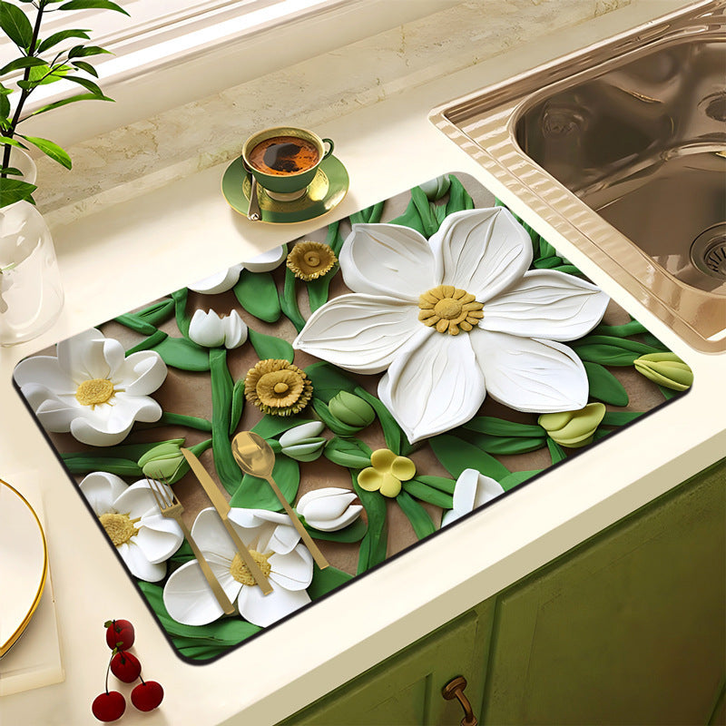 Decorative Floral Kitchen Mat | Kelmera