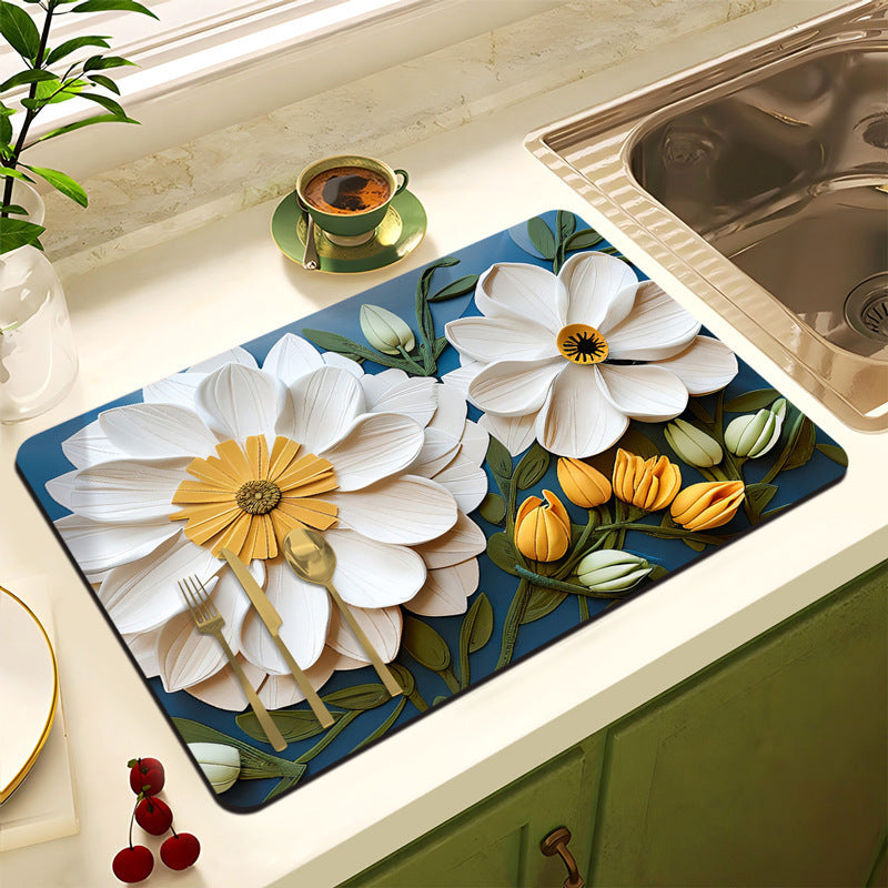 Decorative Floral Kitchen Mat | Kelmera