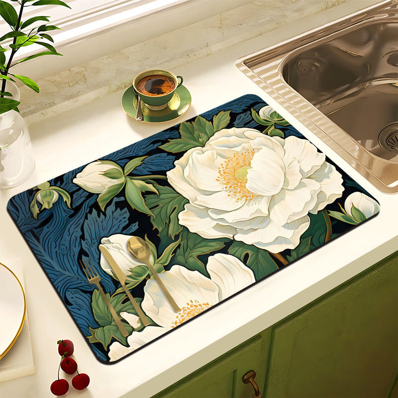Decorative Floral Kitchen Mat | Kelmera