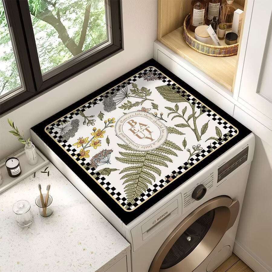 Decorative Floral Laundry Room Counter Mat | Kelmera