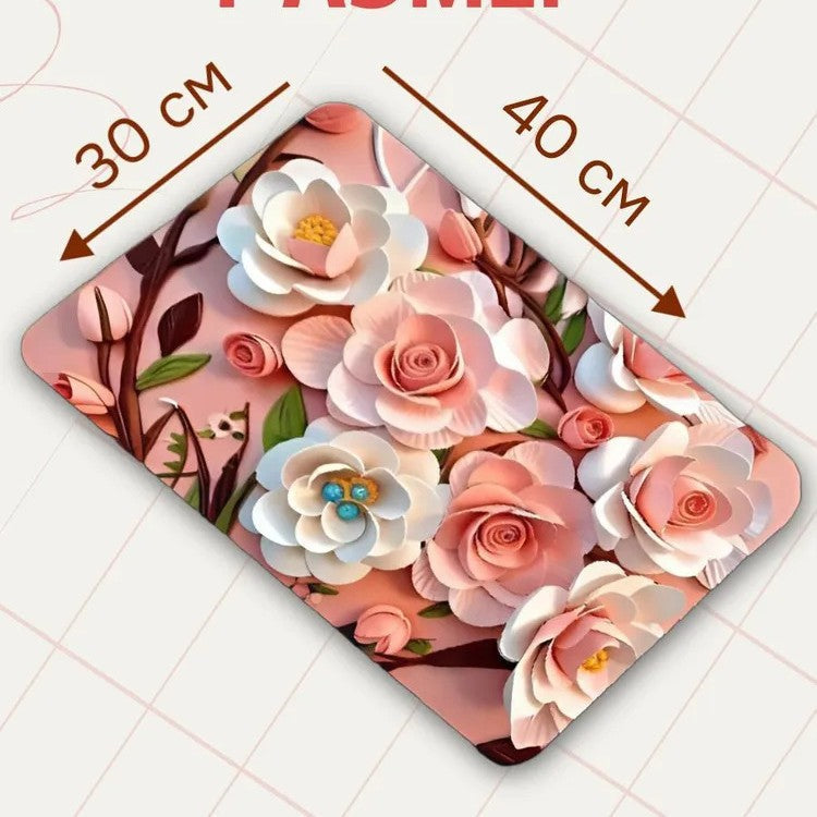 Decorative Floral Memory Foam Area Mat | Kelmera