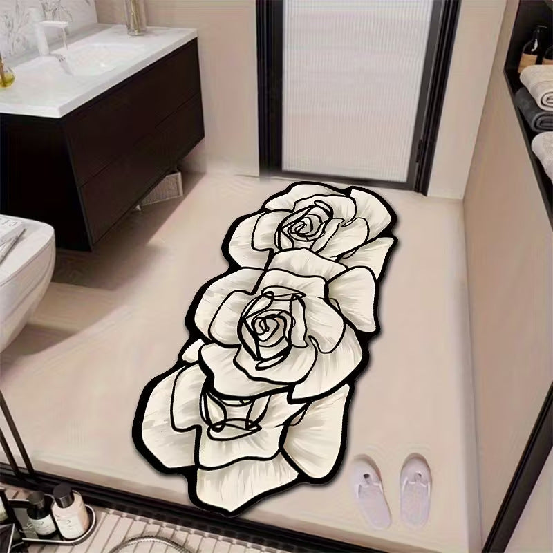 Decorative Floral-Patterned Bath Mat | Kelmera